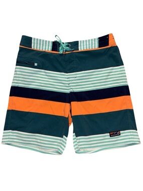 Patagonia Coastal Coral & Teal Swim Board Surf Shorts Quick Dry Fabric Size 38